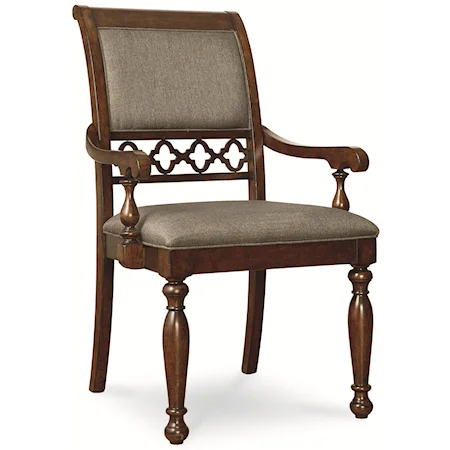 Upholstered Arm Chair with Wood Detailed Back